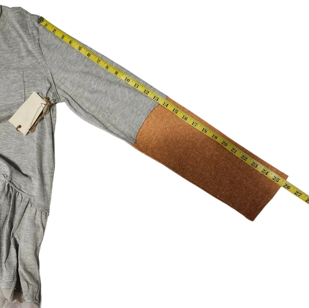NWT   Easel   Women's S   Henley Tunic   Top   Gray & Orange - Picture 10 of 14